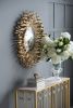 27" Gold Finished Sunburst Silhouette Design Wall Mirror
