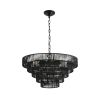 Rustic 5-Tier Chandelier with Handwoven Black Hemp Rope Shades and 8 Light Sockets