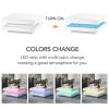 High Gloss Minimalist Design White Square Coffee Table with 2 Tiers and Built-In LED Lights