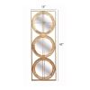 Mango Wood Wall Mirror with 3 Round Stacked Mirrors,Gold Rectangular Frame and Horizontal or Vertical Display Options