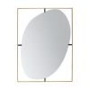 Contemporary Poppy Design Mirror with Oval Like Shape and Gold Metal Frame
