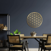 One Piece Metal Wall Decoration Ornament with Flower of Life Lotus Artwork Design and Gold Metal Finish