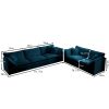 2 Piece Sofa Set, One 3 Seater, One 2 Seater with Blue Chenille Upholstered Fabric