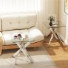 20" x 20" x 22.5" Side End Table with Clear Tempered Glass Top and Silver Intersecting Metal Legs