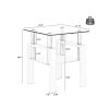 Set of 2, White Square Modern End Tables with Clear Tempered Glass Top, Frosted Bottom Glass and Metal Legs