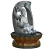 11” Indoor Buddha Fountain Fengshui Tabletop Decorative Waterfall Kit with Submersible Pump and Electric Power Cord