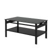 Glass Lift Top Coffee Table with 2 Tiers, Black Tempered Glass, and Open Bottom Shelf
