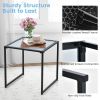 Tempered Glass Side End Table with Black Metal Frame for Indoor and Outdoor Usage