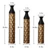 Floor Metal Decorative Cylindrical Vases, Set of 3 Gold & Black with Hammered Glazed Finish, and Funnel Shaped Neck