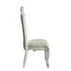Set of 2, Dining Chairs with Queen Anne Legs, Nailhead Trim and Handcrafted Motif Design in Antique Pearl & Butterscotch Finish