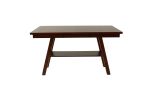 Dark Walnut Finish Rectangle Dining Table with Open Bottom Shelf