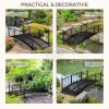Metal Arch Garden Footbridge with Safety Side Rails, Decorative Arc with Delicate Scrollwork "S" Motifs
