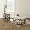 Roland End Table with Stone Top, Designer Fretwork Base, Natural Hue, Veining Variations and Bronze Base