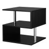 S-Shaped Black Side Table with 3 Tiers and Steel Support Poles