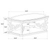 Bianca Merlot 2-Shelf Glass Top Coffee Table with Scroll Detailed Metal Legs