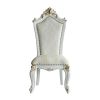 Set of 2, Dining Chairs with Queen Anne Legs, Nailhead Trim and Handcrafted Motif Design in Antique Pearl & Butterscotch Finish