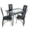 4 Piece Long Backrest Square Hollow Black Dining Chairs