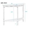 Retro Circular Curved Half-Moon Milk White Console Table with Cloud Design Top and Open Bottom Shelf