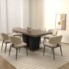 Extendable Dining Room Table with Black Pedestal Base, Rectangular Shape and Seats 4-10 People