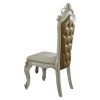 Set of 2, Dining Chairs with Queen Anne Legs, Nailhead Trim and Handcrafted Motif Design in Antique Pearl & Butterscotch Finish