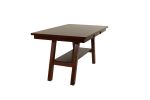 Dark Walnut Finish Rectangle Dining Table with Open Bottom Shelf