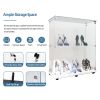 Tempered Glass Display Storage Cabinet with Bluetooth LED Light Strip, Lockable Swivel Casters and Mobile App/Remote Control