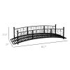 Metal Arch Garden Footbridge with Safety Side Rails, Decorative Arc with Delicate Scrollwork "S" Motifs