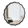 36" Round Modern Wall Mirror with Black Wavy Frame Design, HD Reflection and Perfect for Any Room