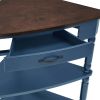 33.8” Small Triangle Corner Table with 3 Tiers, 2 Open Bottom Shelves and 1 Top Drawer
