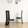 4 Piece Long Backrest Square Hollow Black Dining Chairs