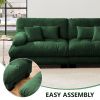 Green Chenille 2 Seater Cloud Couch with Matching Throw & Lumbar Pillows