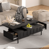 3 In 1 Lift-Top Table with Foldable Top, Coffee Table, Workstation or Dining Table, 2 Side Drawers and Hidden Storage Compartments