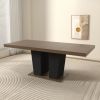 Extendable Dining Room Table with Black Pedestal Base, Rectangular Shape and Seats 4-10 People