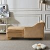 Modern Upholstery Velvet Chaise Lounge Chair with Hidden Storage, Matching Pillow and Gold Metal Legs