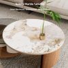 31.5” Round Nesting Coffee Table Set with Marble Tabletop, Smoked Glass Shelf, Storage, Expandable Design and Rotating Wheels