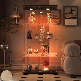 Tempered Glass Black Display Cabinet with LED Light, Remote Control and Multi Light Color Options