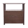 VEVOR Farmhouse End Table or Narrow Night Stand with 2 Drawers, 2 Tiers, Open Bottom Shelf and 5 In 1 Built In Power Strip