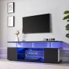70” TV LED Stand Gaming Entertainment Center Media Storage Console Table with Large Side Cabinet