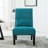 Pisano Teal Blue Armless Accent Chair with Matching Pillow, Chenille Fabric Upholstery  and Wooden Legs