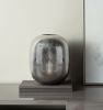 10.5” x 10.5” x 13" Aluminum Vase with Polished Silver Streak Metallic Finish and Oval Silhouette