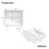 Set of 2 Nightstands with Grille Striped Slatted Drawer Design, Open Bottom Shelf and Metal Legs