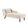 Beige Velvet Modern Chaise Lounge Chair with Removable Pillow and Tilted Backrest & Curved Armrests