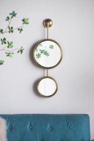 2 Circle Mirrors for Wall Decor with Dual-Circle Design and Gold Iron Frame