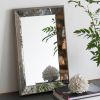 24" x 15" Antique Silver Rectangle Wall Mirror or Mirrored Display Tray with Floral Accents Design