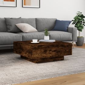 Smoked Oak Wood Coffee Table with LED Lights