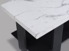 Gray 3-Piece Cocktail Set White Faux Marble Table Top Coffee Table and Two Matching End Tables