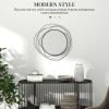 HOMCOM 25.6" Circle Wall Mirror with Black Metal Asymmetrical Design