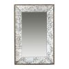 24" x 15" Antique Silver Rectangle Wall Mirror or Mirrored Display Tray with Floral Accents Design