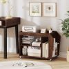 3-Tier Side End Table with Universal Wheels, 3 Open Bottom Compartments and Side Storage Rack