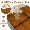 Modern Square Floating Coffee Table Okume Wood Veneer 4-Section Storage Walnut & Black